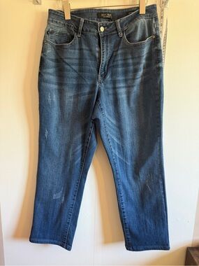 Judy Blue Boyfriend Jeans 14W Plus Mid Wash Distressed Stretch Denim